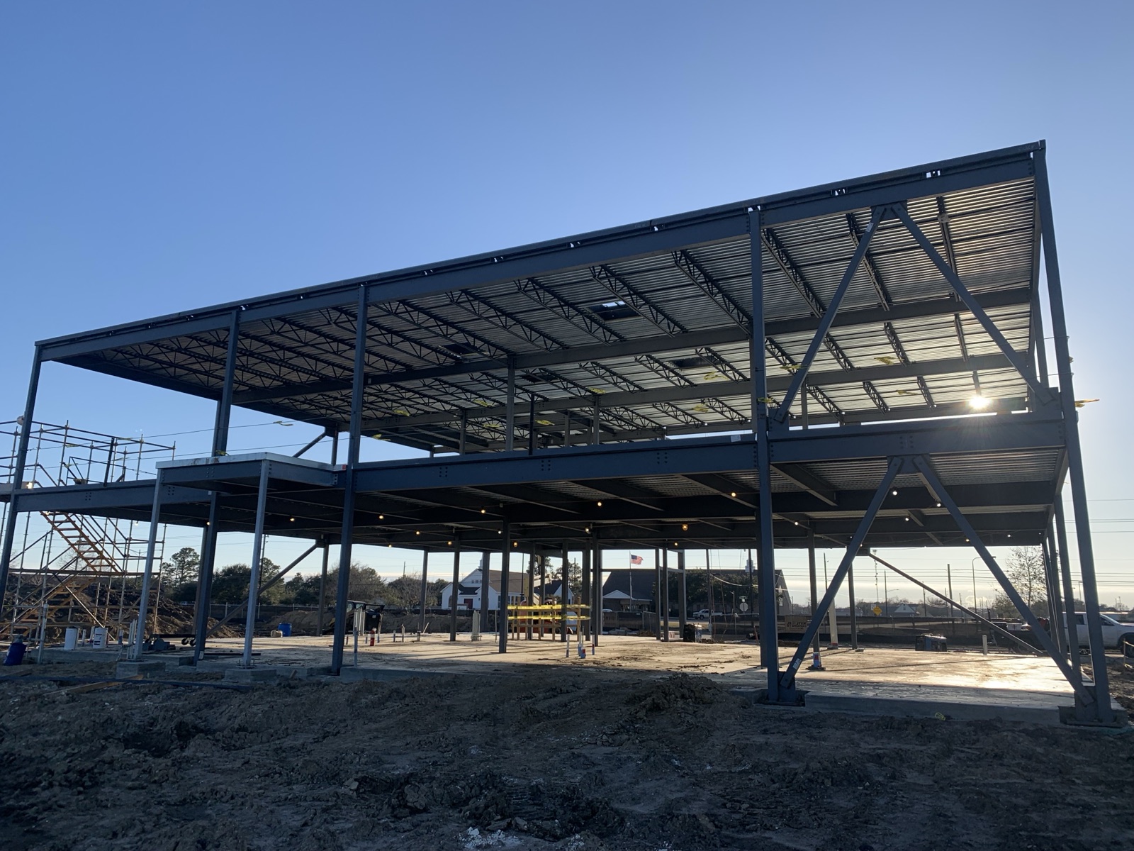 Structural steel frame under construction at a Formative Structures project